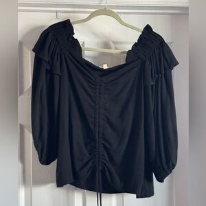 Black long sleeve off the shoulder Entro shirt